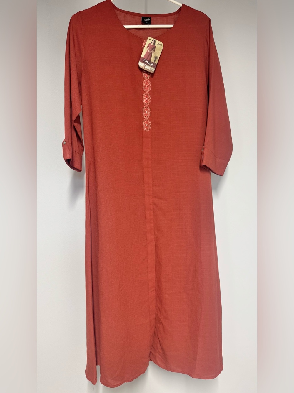 NWT Soch Kurta Kurti Rust Red Long Tunic Dress Top Designer India Loose Fit Nice